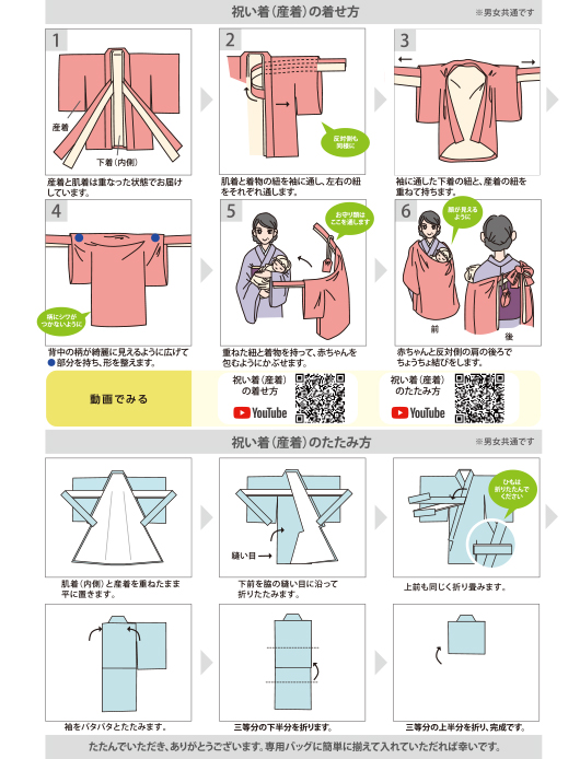 産着の着せ方シート